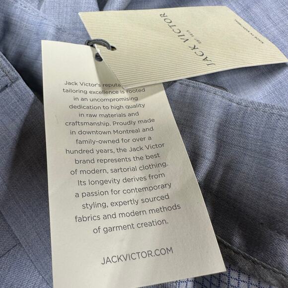 Jack Victor NWT Sage 100% Wool Blue Window Pane Dress Pants Men's Size 30R - Picture 7 of 10